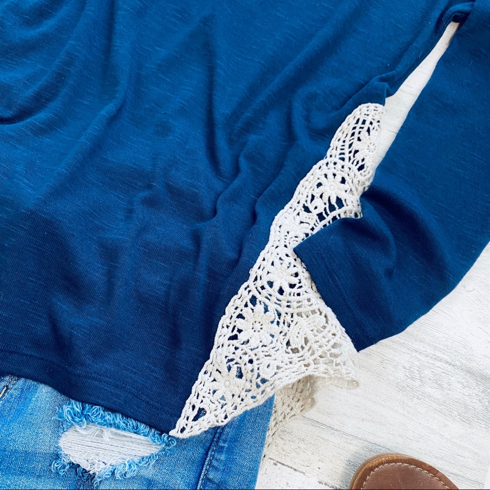 Navy long sleeve crochet sides - Picture 2 of 5